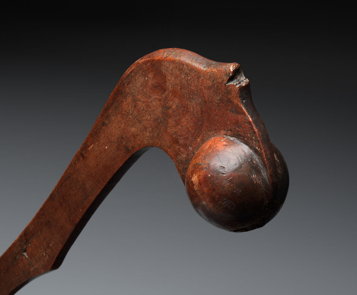War club, Wood, pigment and nail, Anishinaabe, probably Ojibwa, Native American