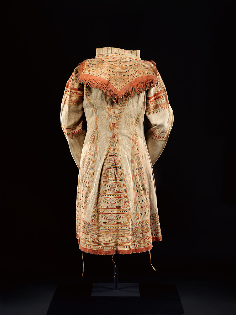 Man's coat, Tanned leather and pigment, Innu/ Naskapi, Native American