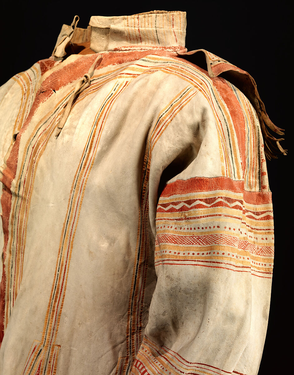 Man's coat, Tanned leather and pigment, Innu/ Naskapi, Native American