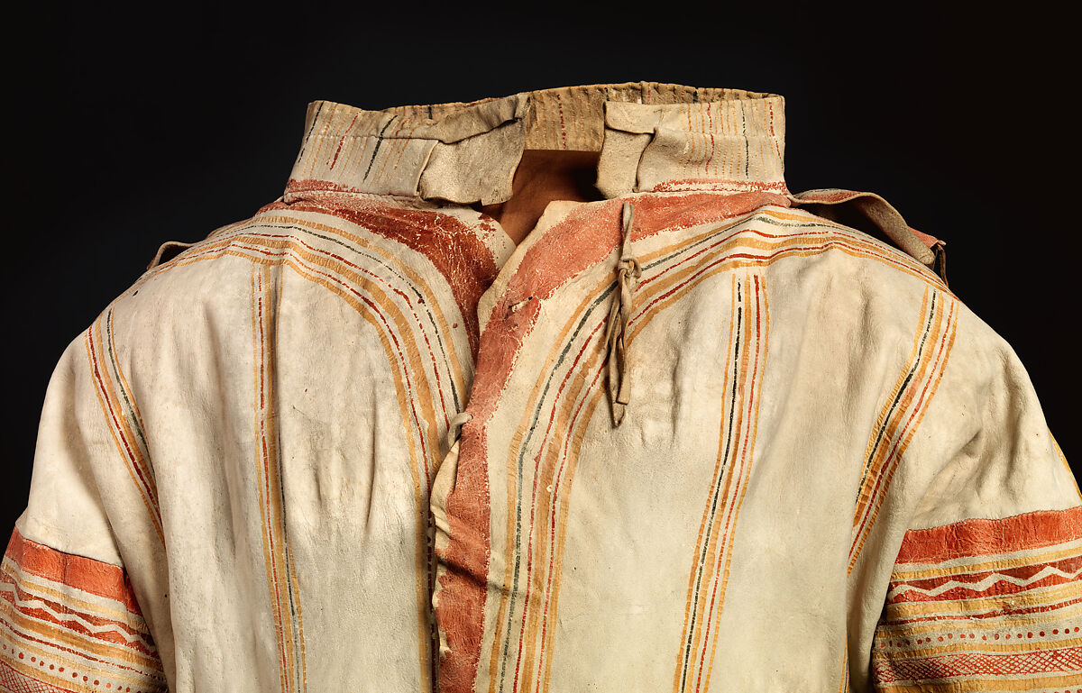 Man's coat, Tanned leather and pigment, Innu/ Naskapi, Native American