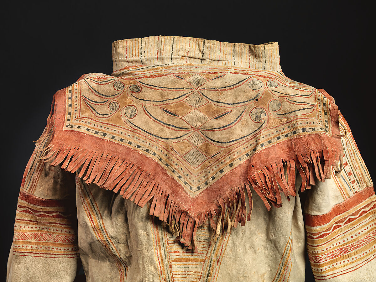 Man's coat, Tanned leather and pigment, Innu/ Naskapi, Native American