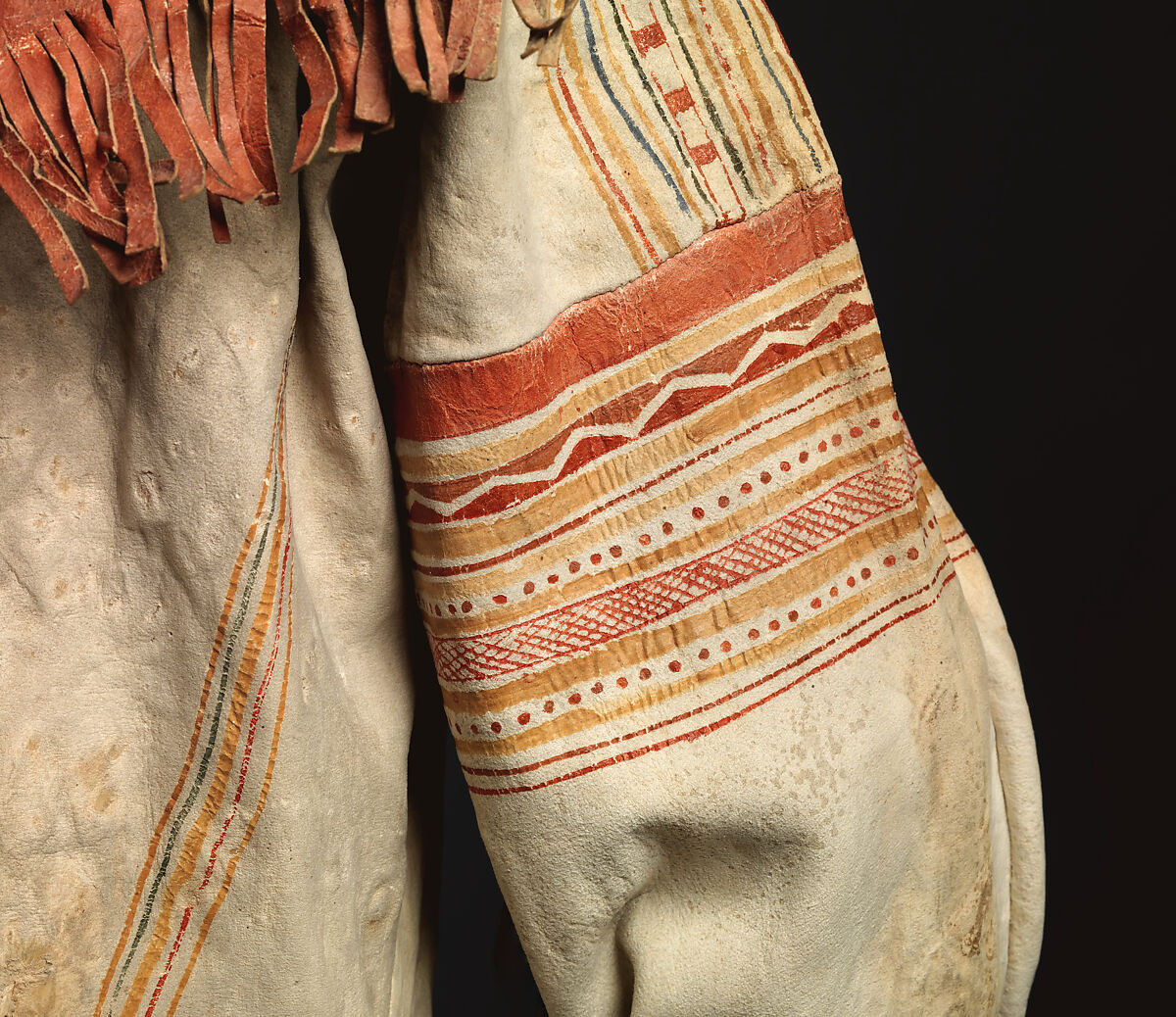 Man's coat, Tanned leather and pigment, Innu/ Naskapi, Native American