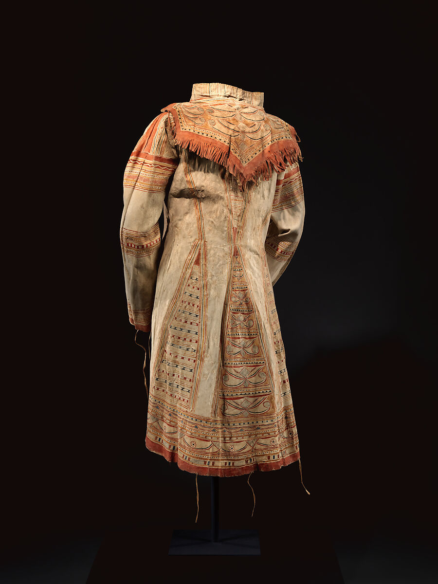 Man's coat, Tanned leather and pigment, Innu/ Naskapi, Native American