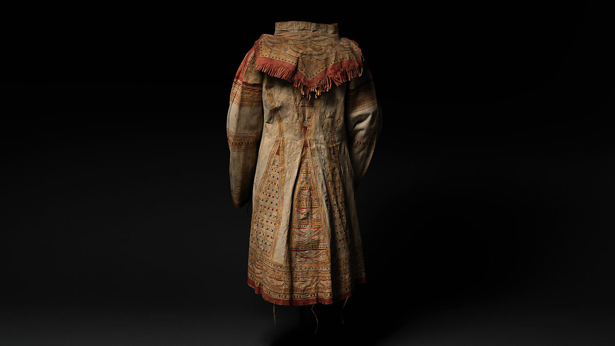 Man's coat, Tanned leather and pigment, Innu/ Naskapi, Native American