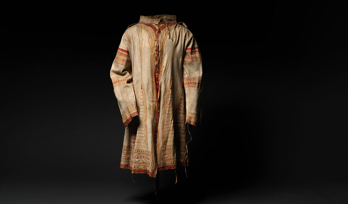 Man's coat, Tanned leather and pigment, Innu/ Naskapi, Native American