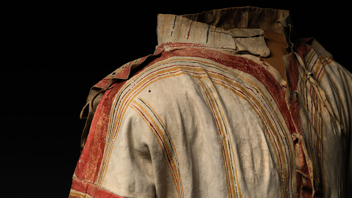 Man's coat, Tanned leather and pigment, Innu/ Naskapi, Native American