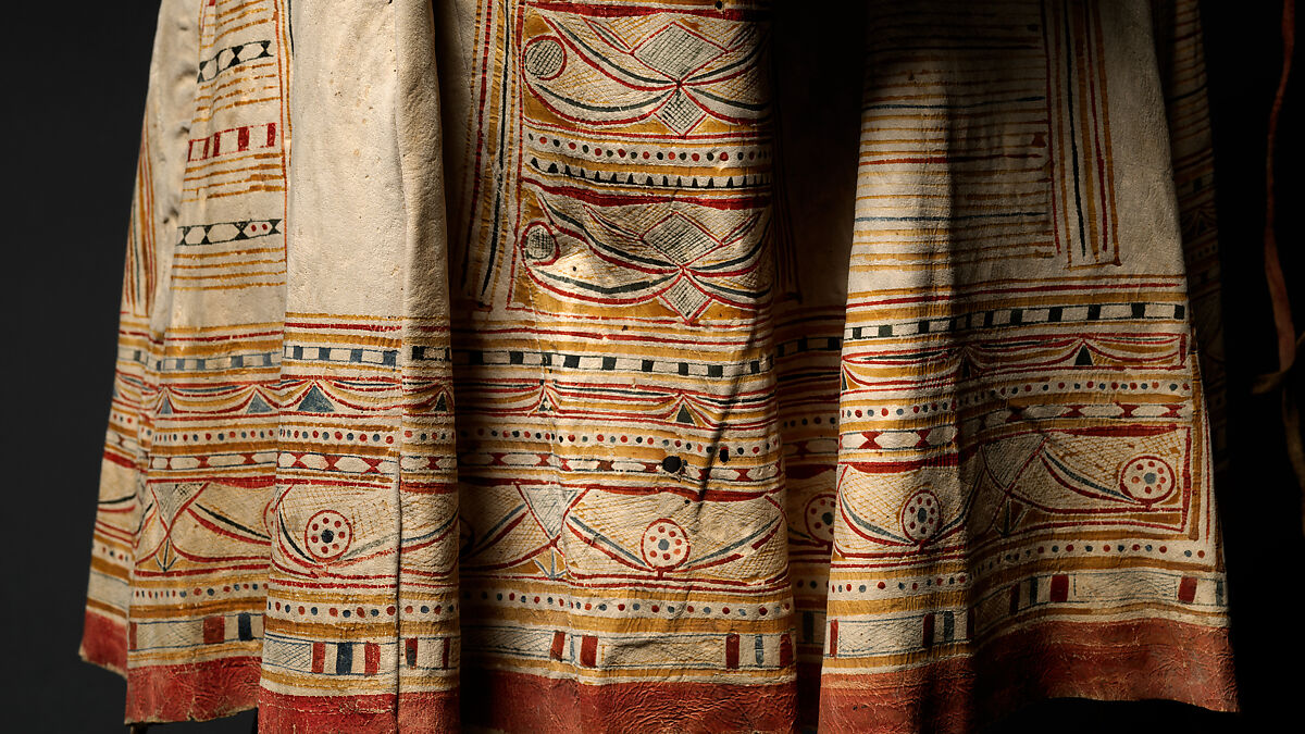 Man's coat, Tanned leather and pigment, Innu/ Naskapi, Native American