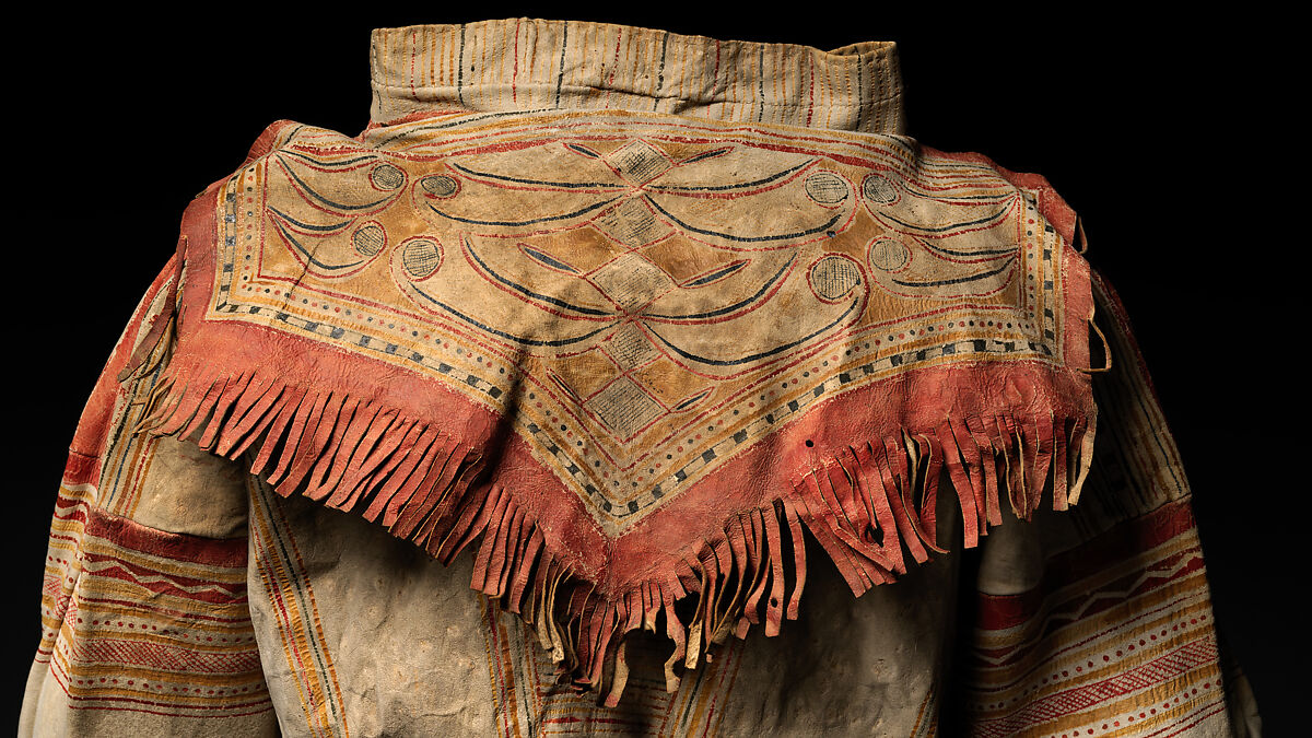 Man's coat, Tanned leather and pigment, Innu/ Naskapi, Native American