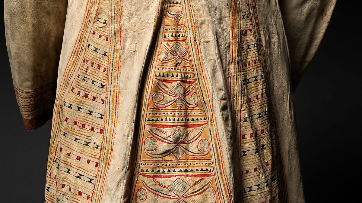 Man's coat, Tanned leather and pigment, Innu/ Naskapi, Native American