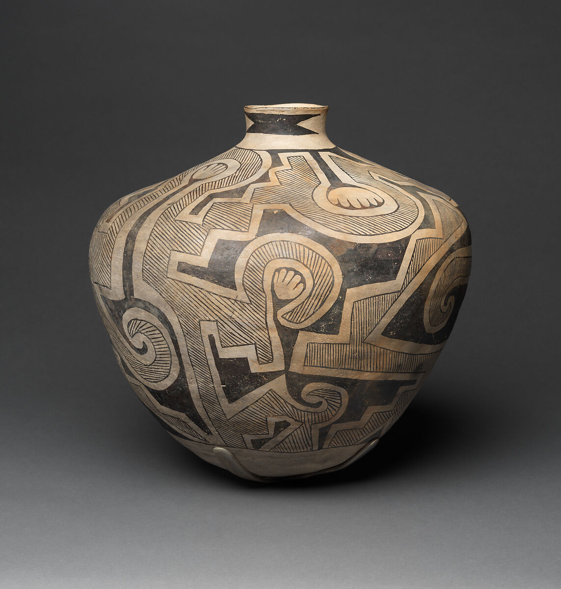 Socorro black-on-white storage jar, Clay and pigment, Ancestral Pueblo, Native American 