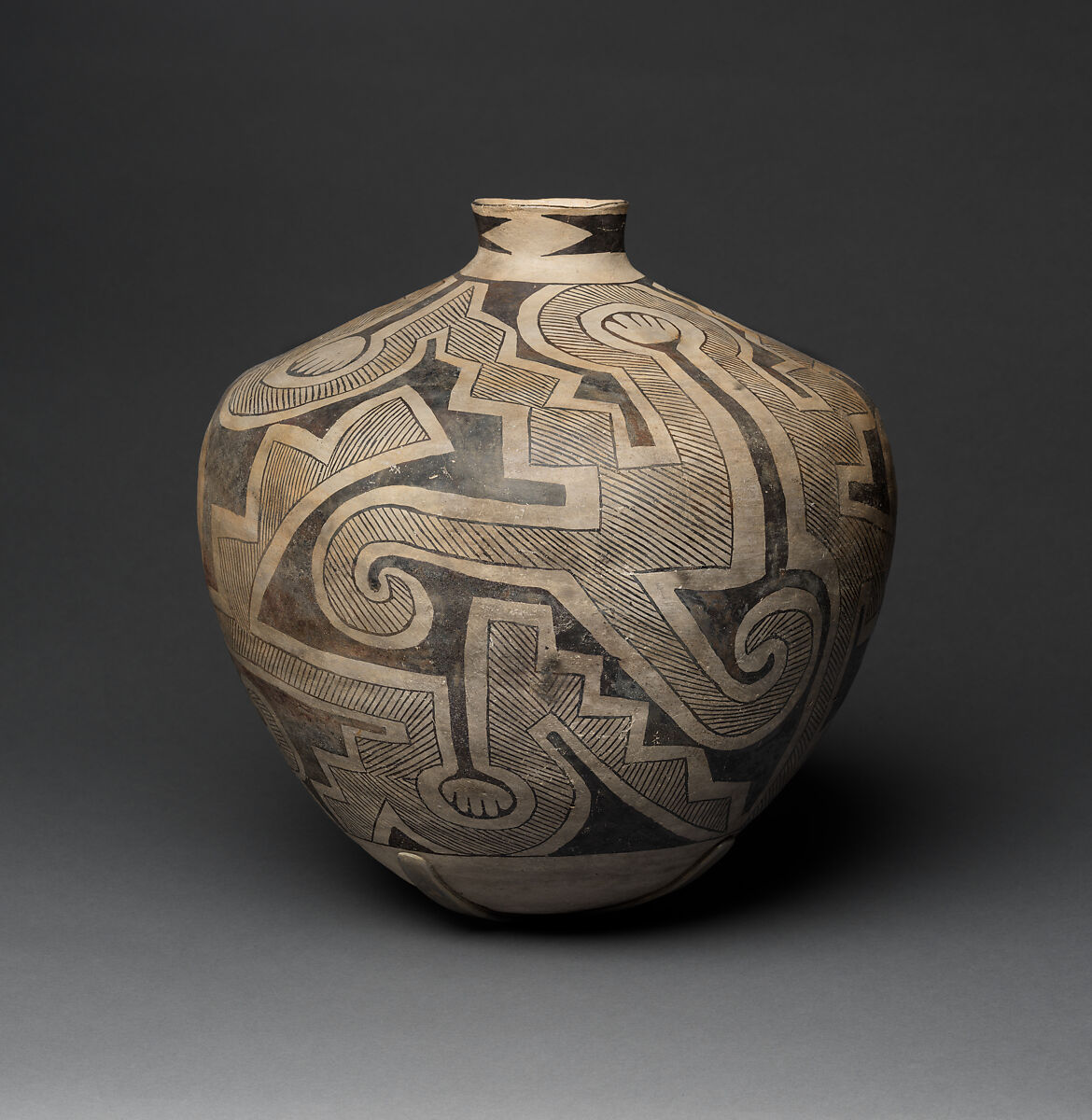 Socorro black-on-white storage jar, Clay and pigment, Ancestral Pueblo, Native American
