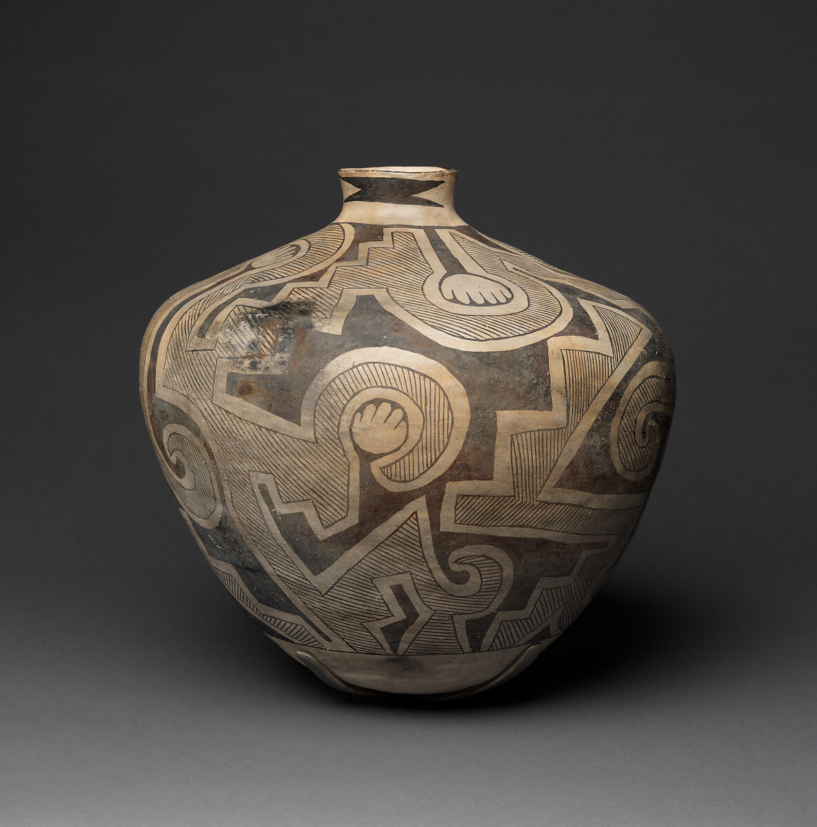 Socorro black-on-white storage jar, Clay and pigment, Ancestral Pueblo, Native American