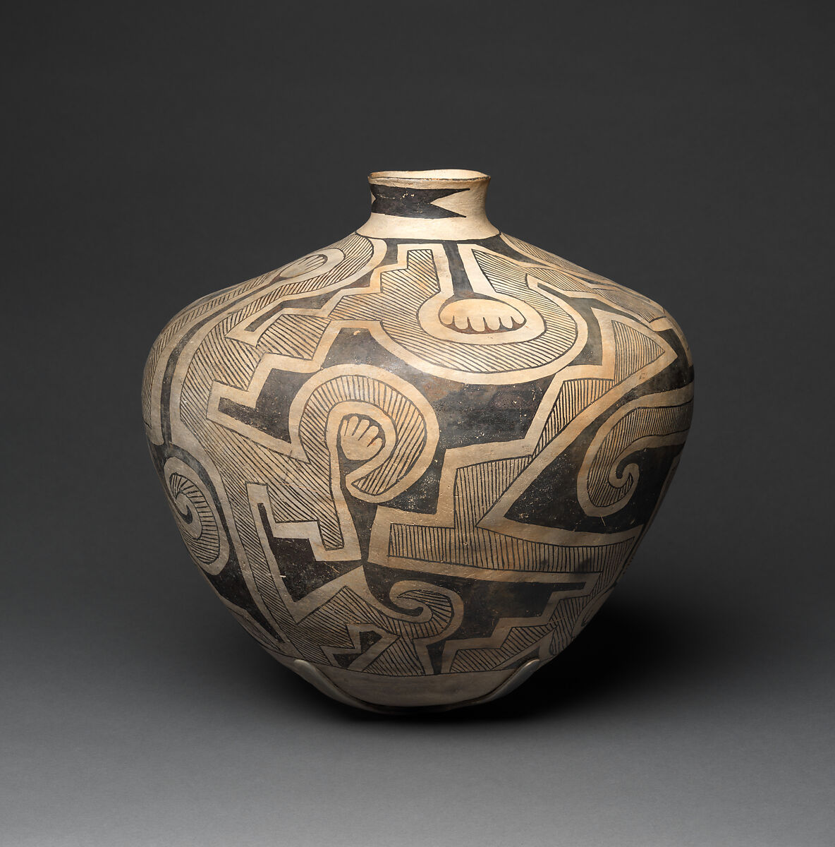 Socorro black-on-white storage jar, Clay and pigment, Ancestral Pueblo, Native American