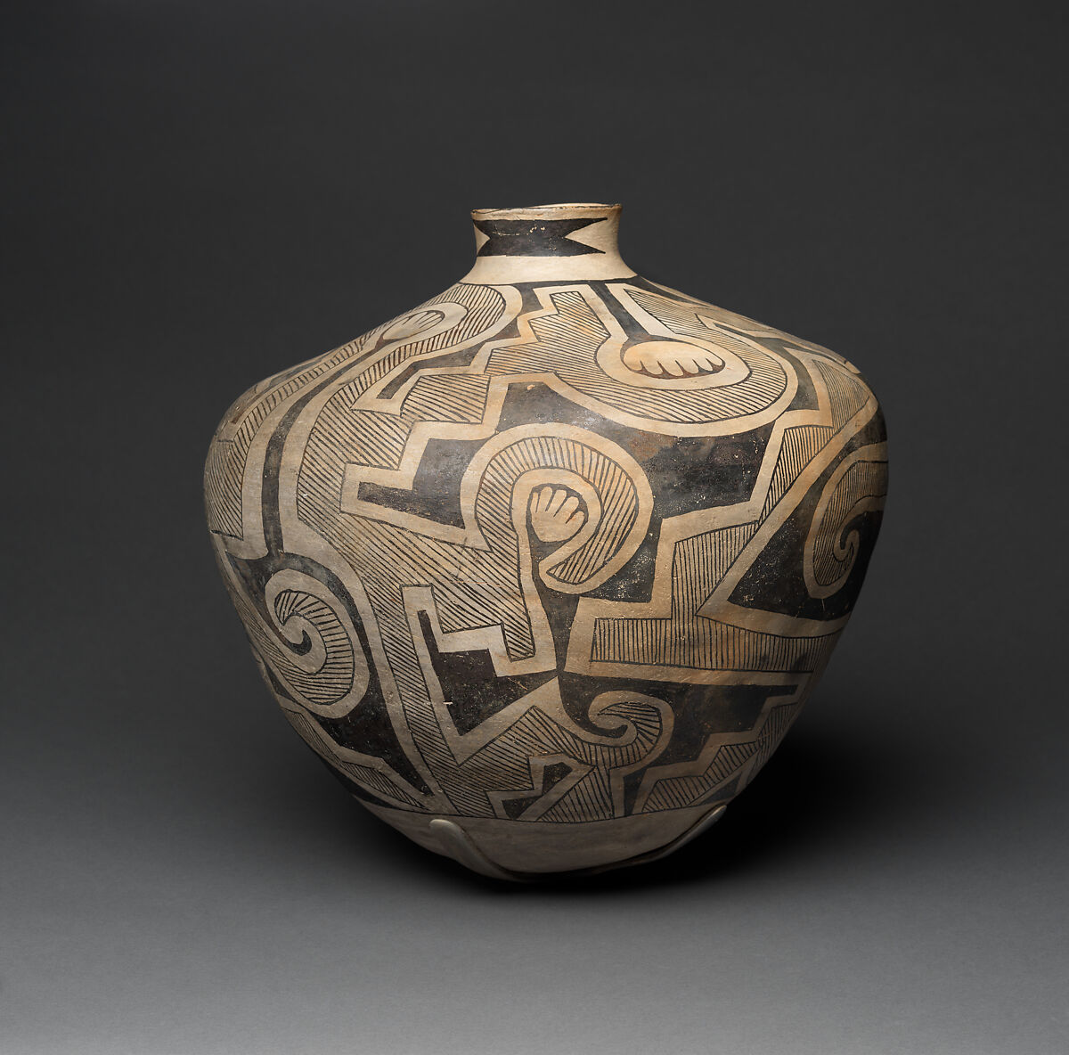 Socorro black-on-white storage jar, Clay and pigment, Ancestral Pueblo, Native American