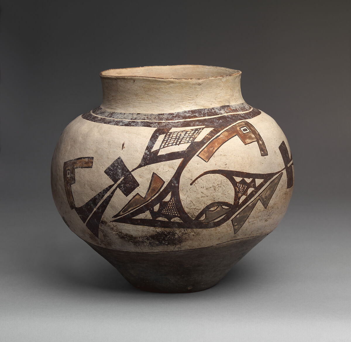 Acomita polychrome water jar, Clay and pigment, Acoma, Native American 