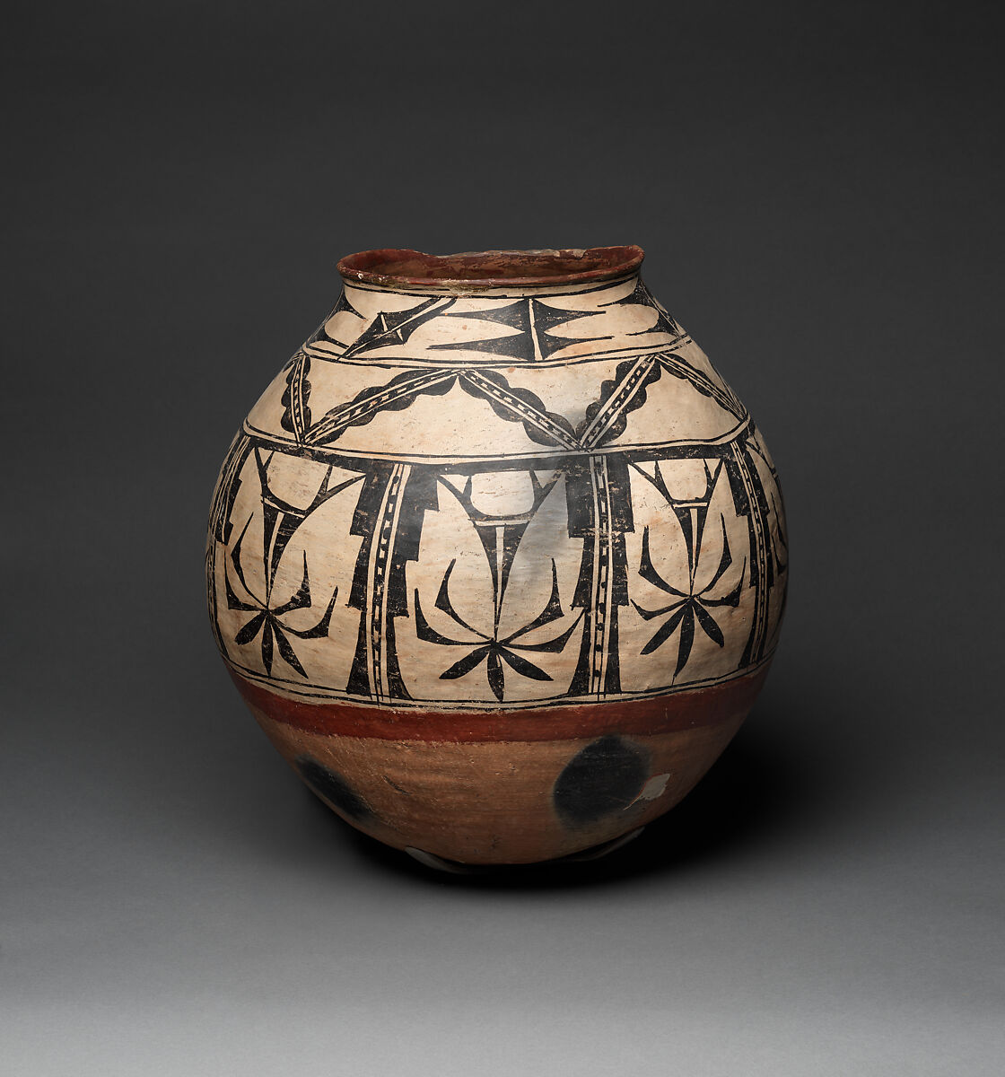 Powhoge polychrome storage jar, Clay and pigment, Tewa, Native American 