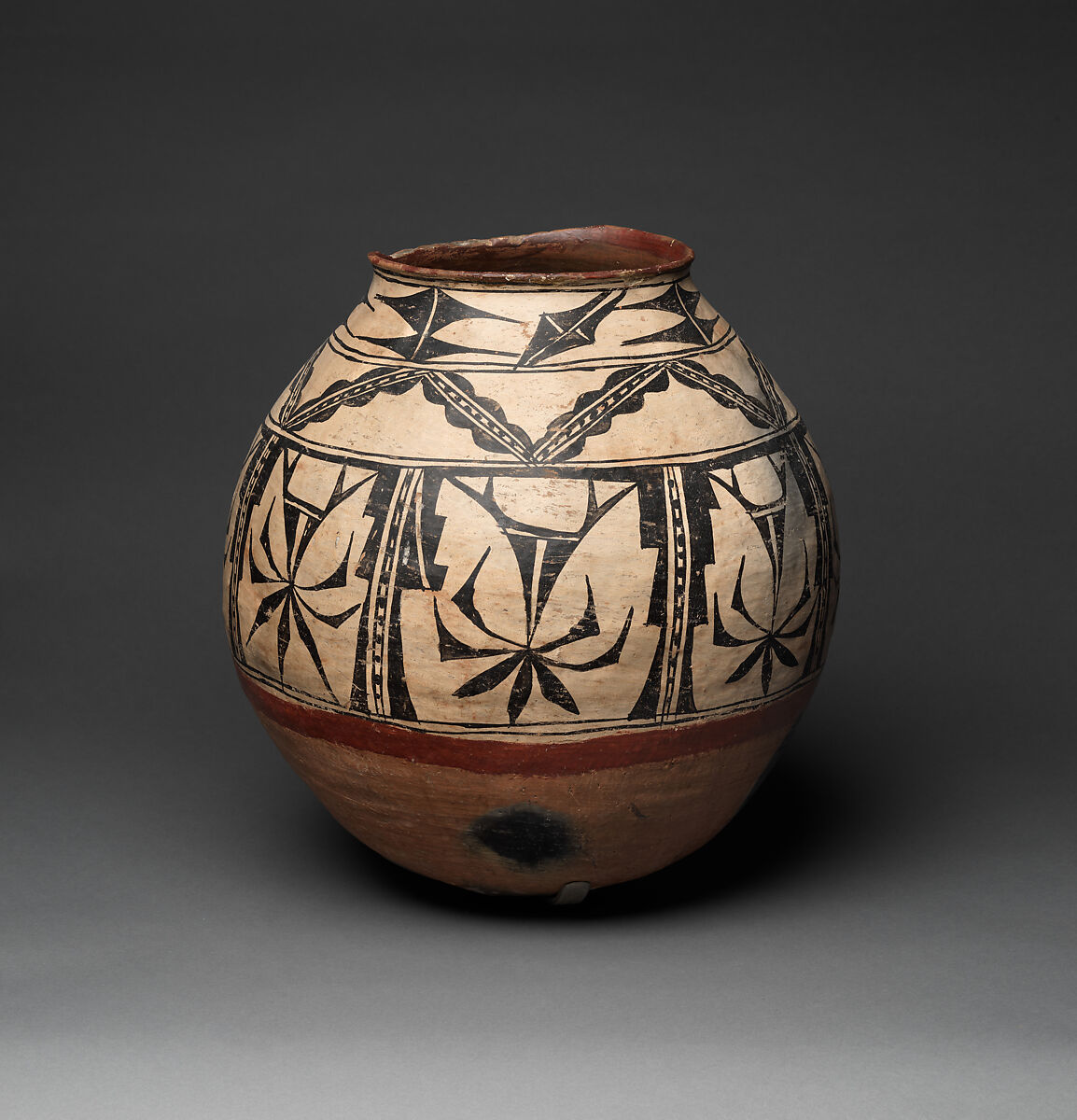 Powhoge polychrome storage jar, Clay and pigment, Tewa, Native American
