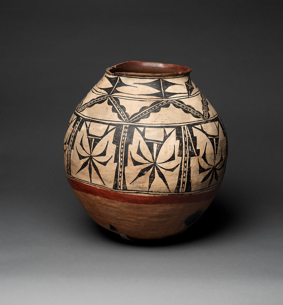 Powhoge polychrome storage jar, Clay and pigment, Tewa, Native American