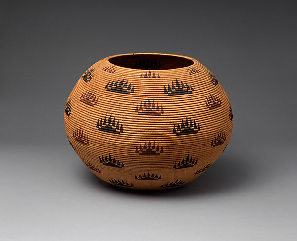 Basket bowl, Louisa Keyser (Washoe, ca. 1831-1925), Willow and redbud shoots, bracken root, and dye, Washoe, Native American