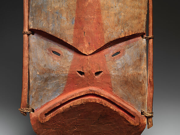 Mask, Wood, vegetable fiber and pigment, Chugach, Native American