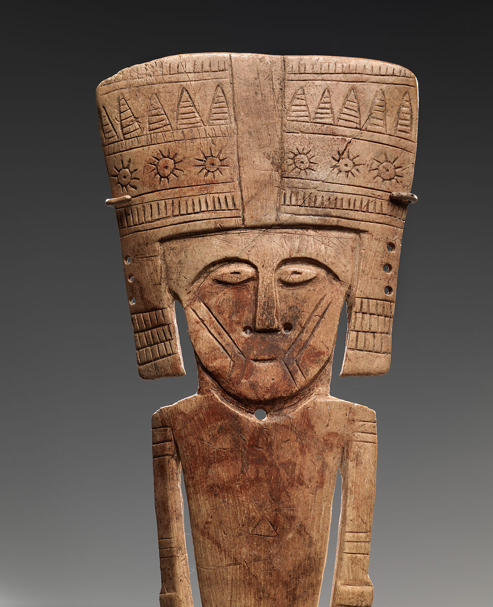 Pendant with figure, Bone and pigment, Ancestral Columbia River, Native American