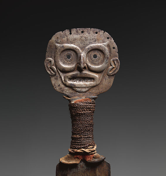 Dagger, Attributed to Saayina aat (Tlingit), Iron, tanned leather, wool cloth, vegetal fiber, and human hair, Tlingit, Native American