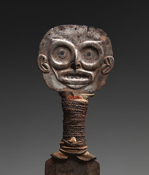 Dagger, Attributed to Saayina aat (Tlingit), Iron, tanned leather, wool cloth, vegetal fiber, and human hair, Tlingit, Native American