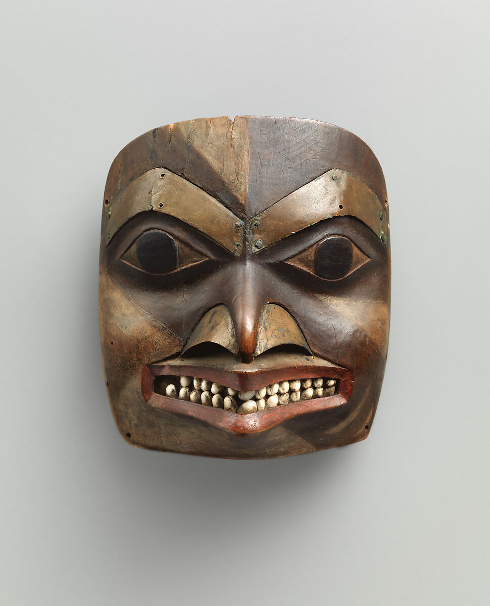 Maskette, Wood, copper, shell, and pigment, Tsimshian or Tlingit, Native American 