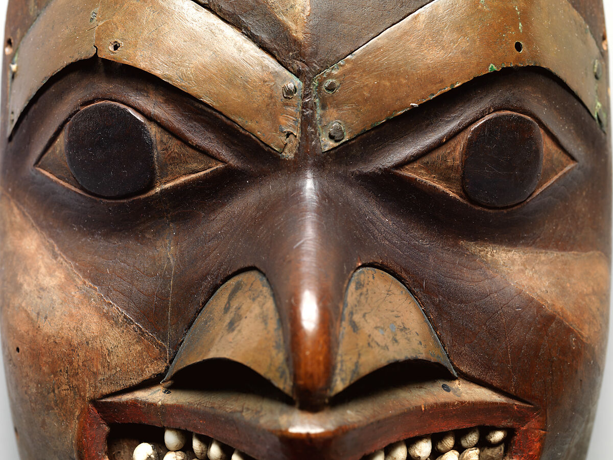 Maskette, Wood, copper, shell, and pigment, Tsimshian or Tlingit, Native American
