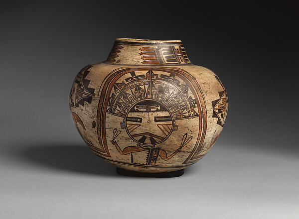 Polacca polychrome water jar, Nampeyo (Native American, Hopi-Tewa, ca. 1859–1942), Clay and pigment, Hopi-Tewa, Native American