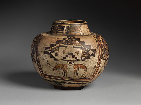 Polacca polychrome water jar, Nampeyo (Native American, Hopi-Tewa, ca. 1859–1942), Clay and pigment, Hopi-Tewa, Native American