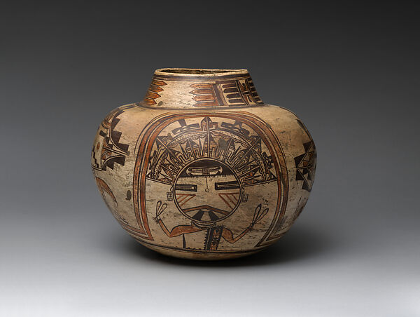 Polacca polychrome water jar, Nampeyo (Native American, Hopi-Tewa, ca. 1859–1942), Clay and pigment, Hopi-Tewa, Native American