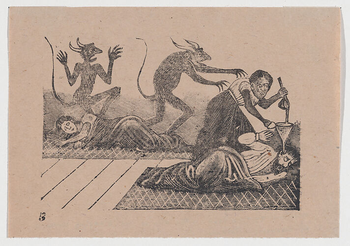 Plate 5: A woman pouring lead into the ear of her sleeping husband
