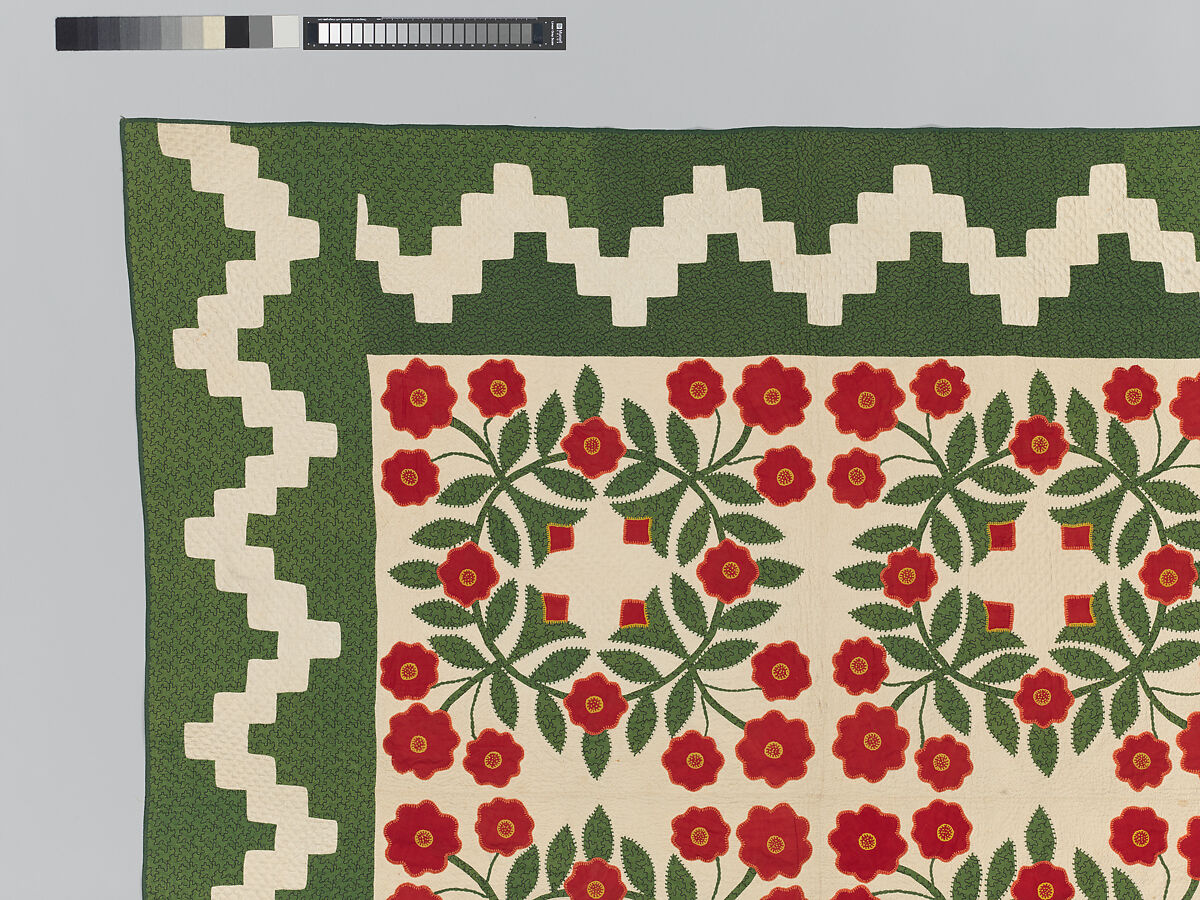 Rose Wreath Quilt, Unknown Artist, American (Baltimore, Maryland), Cotton, silk, wool, American