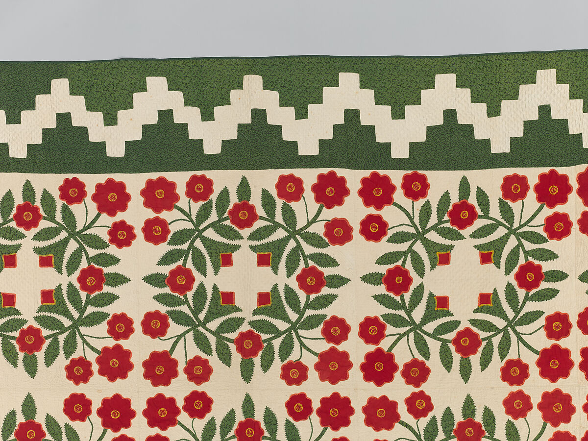 Rose Wreath Quilt, Unknown Artist, American (Baltimore, Maryland), Cotton, silk, wool, American