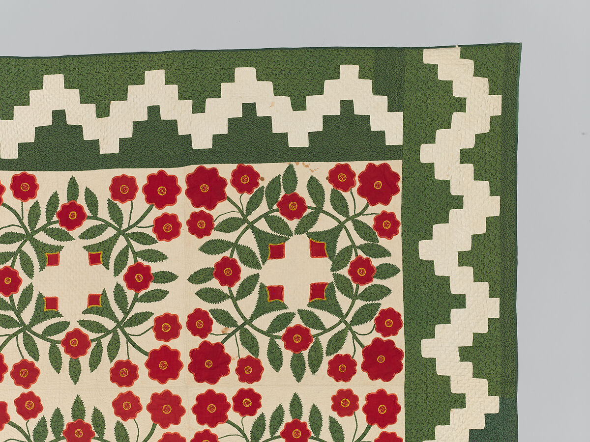 Rose Wreath Quilt, Unknown Artist, American (Baltimore, Maryland), Cotton, silk, wool, American