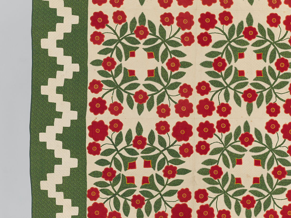Rose Wreath Quilt, Unknown Artist, American (Baltimore, Maryland), Cotton, silk, wool, American