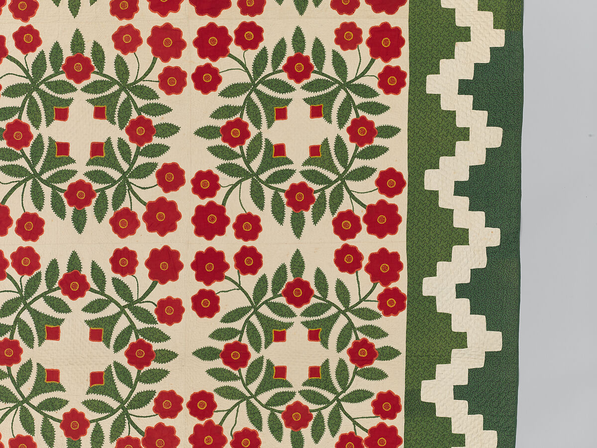 Rose Wreath Quilt, Unknown Artist, American (Baltimore, Maryland), Cotton, silk, wool, American