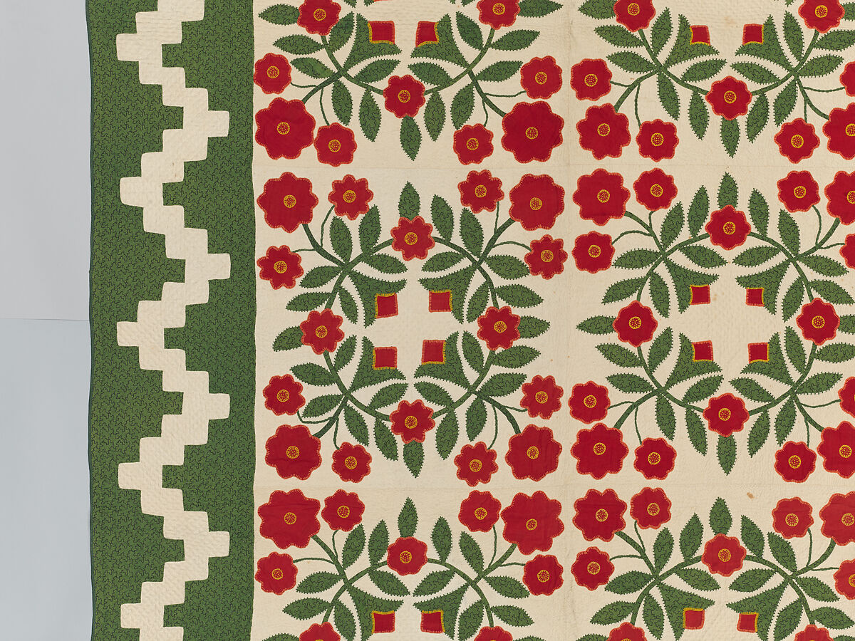 Rose Wreath Quilt, Unknown Artist, American (Baltimore, Maryland), Cotton, silk, wool, American