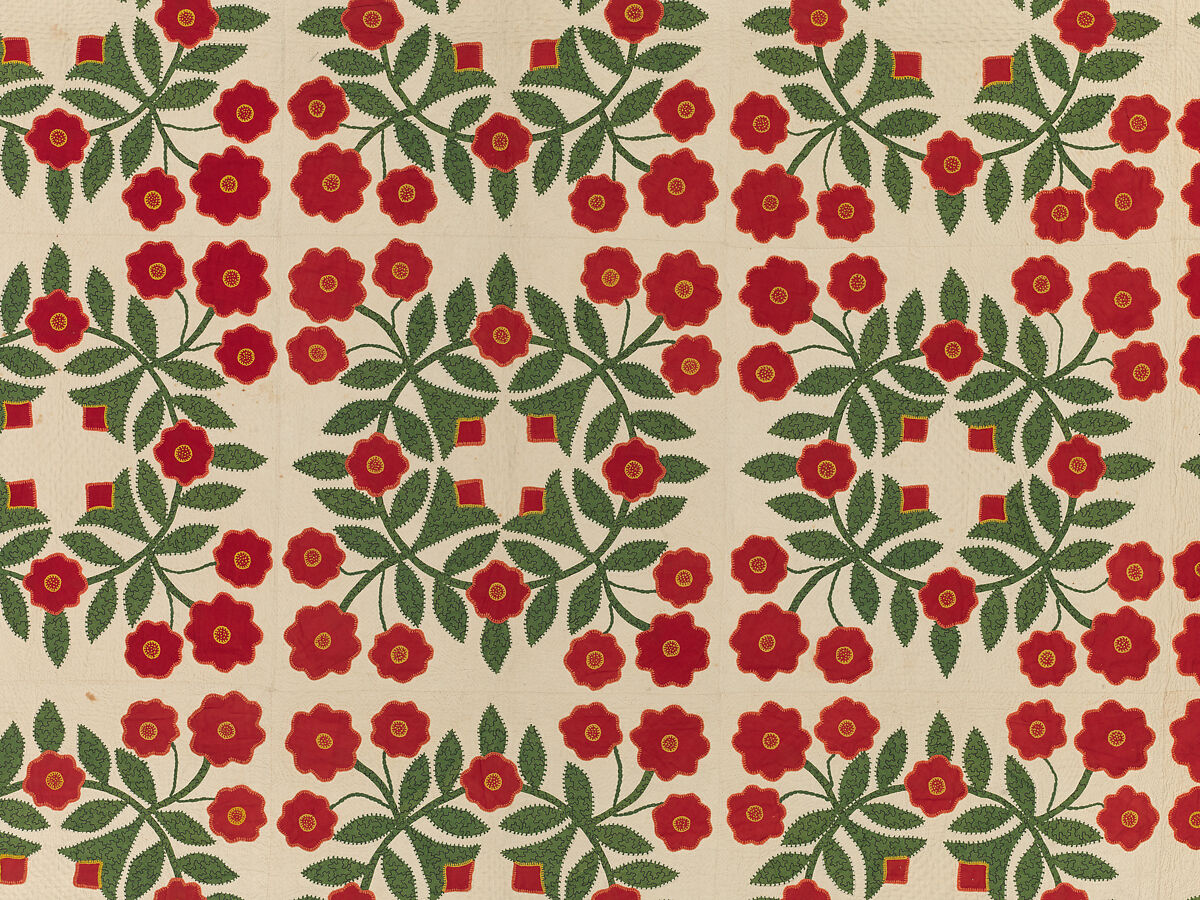 Rose Wreath Quilt, Unknown Artist, American (Baltimore, Maryland), Cotton, silk, wool, American