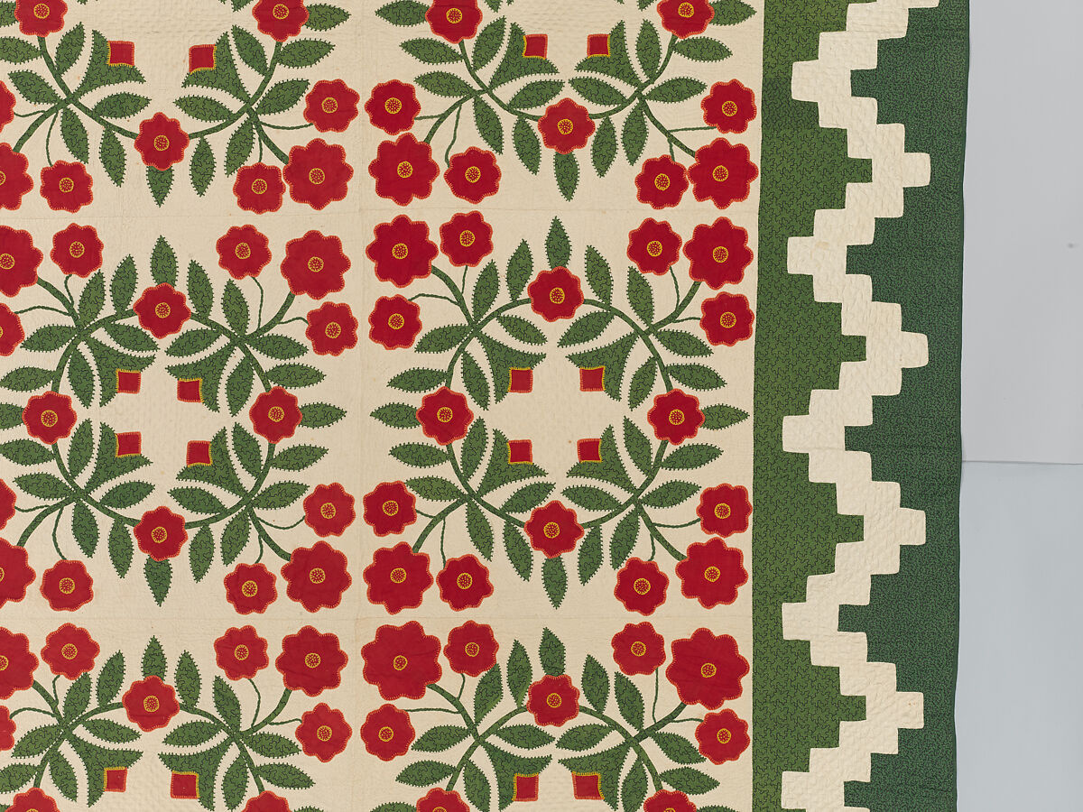 Rose Wreath Quilt, Unknown Artist, American (Baltimore, Maryland), Cotton, silk, wool, American