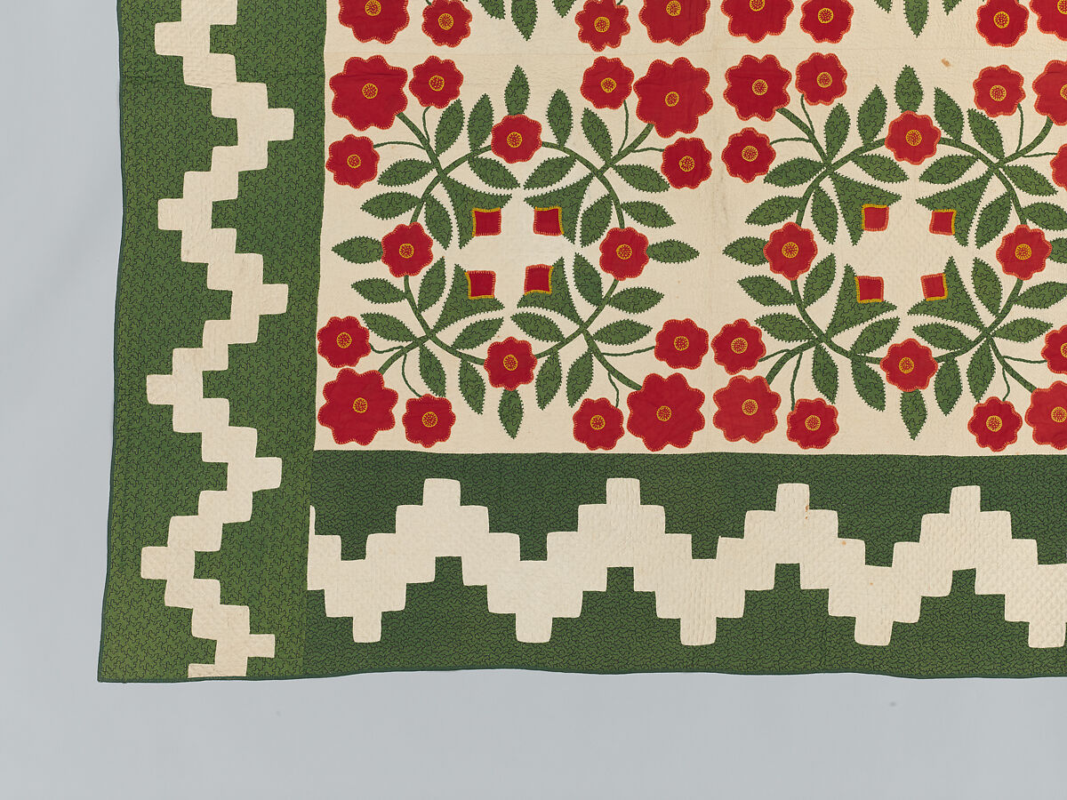 Rose Wreath Quilt, Unknown Artist, American (Baltimore, Maryland), Cotton, silk, wool, American