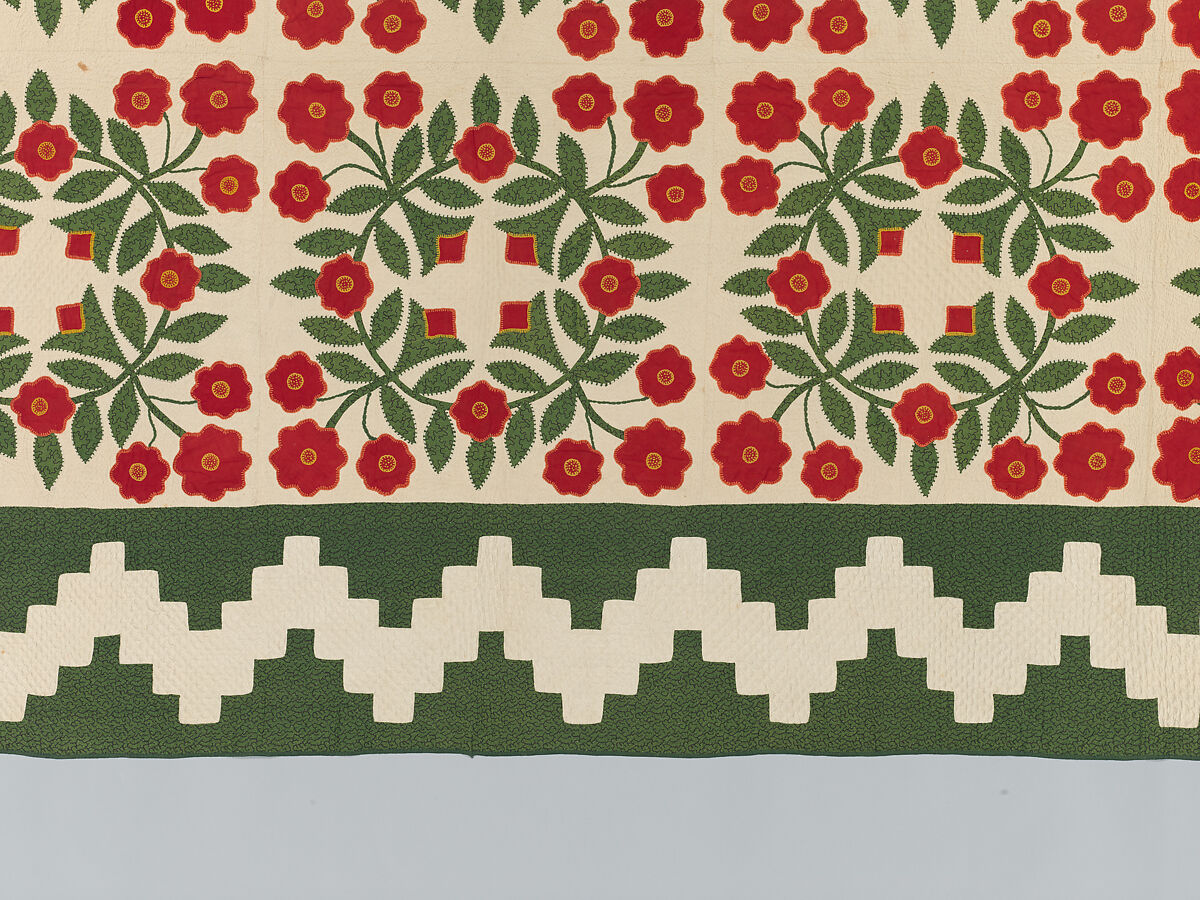 Rose Wreath Quilt, Unknown Artist, American (Baltimore, Maryland), Cotton, silk, wool, American