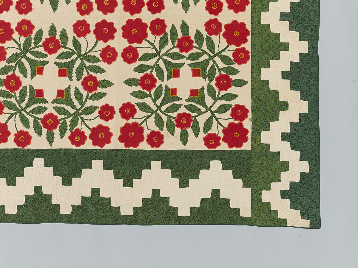 Rose Wreath Quilt, Unknown Artist, American (Baltimore, Maryland), Cotton, silk, wool, American