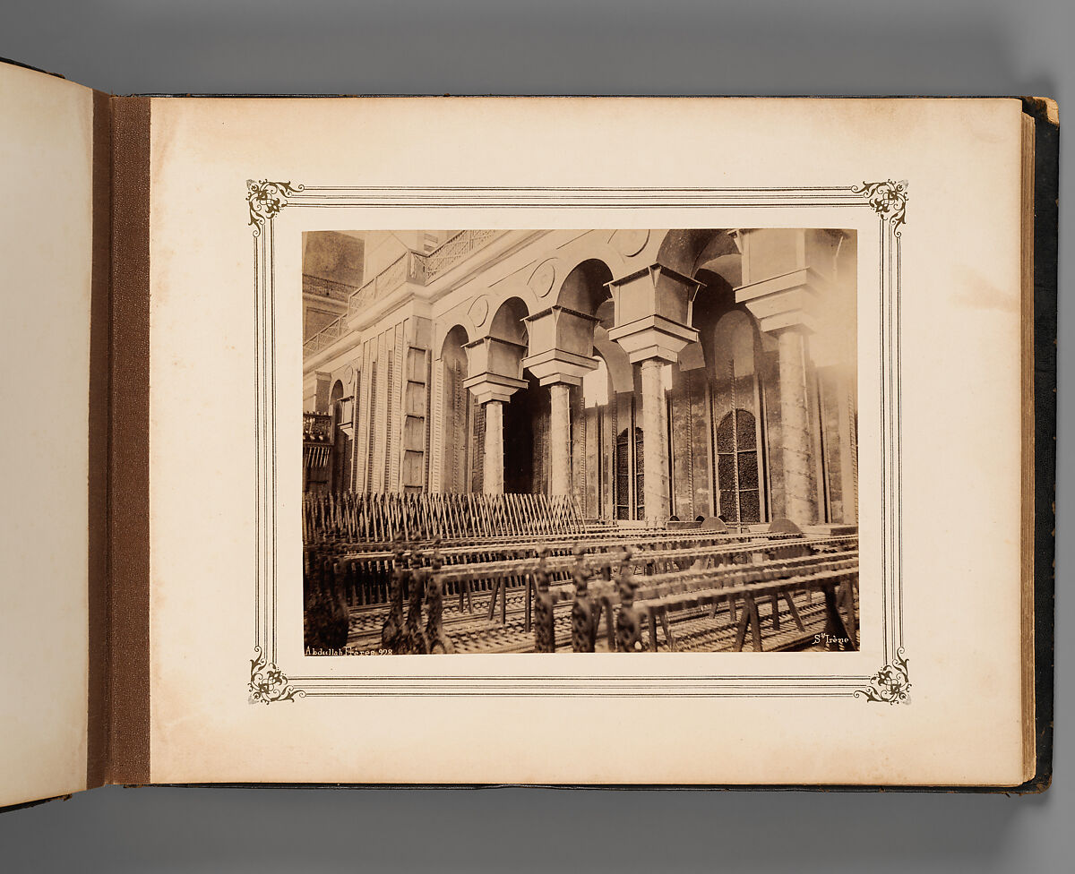Album of Photographs of Views of the Interior of the Ottoman Military Museum in the Former Church of St. Irene, Constantinople (Vues de Sainte Irène, Constantinople), Abdullah Frères (Ottoman, 1858–1899), Albumen prints, paper, leather, textile, gold, Turkish