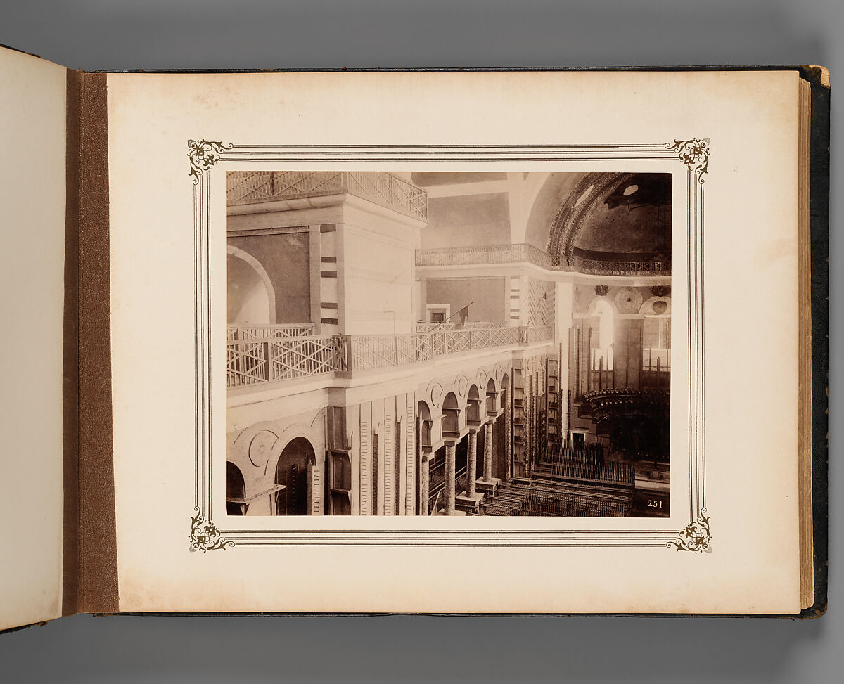 Album of Photographs of Views of the Interior of the Ottoman Military Museum in the Former Church of St. Irene, Constantinople (Vues de Sainte Irène, Constantinople), Abdullah Frères (Ottoman, 1858–1899), Albumen prints, paper, leather, textile, gold, Turkish