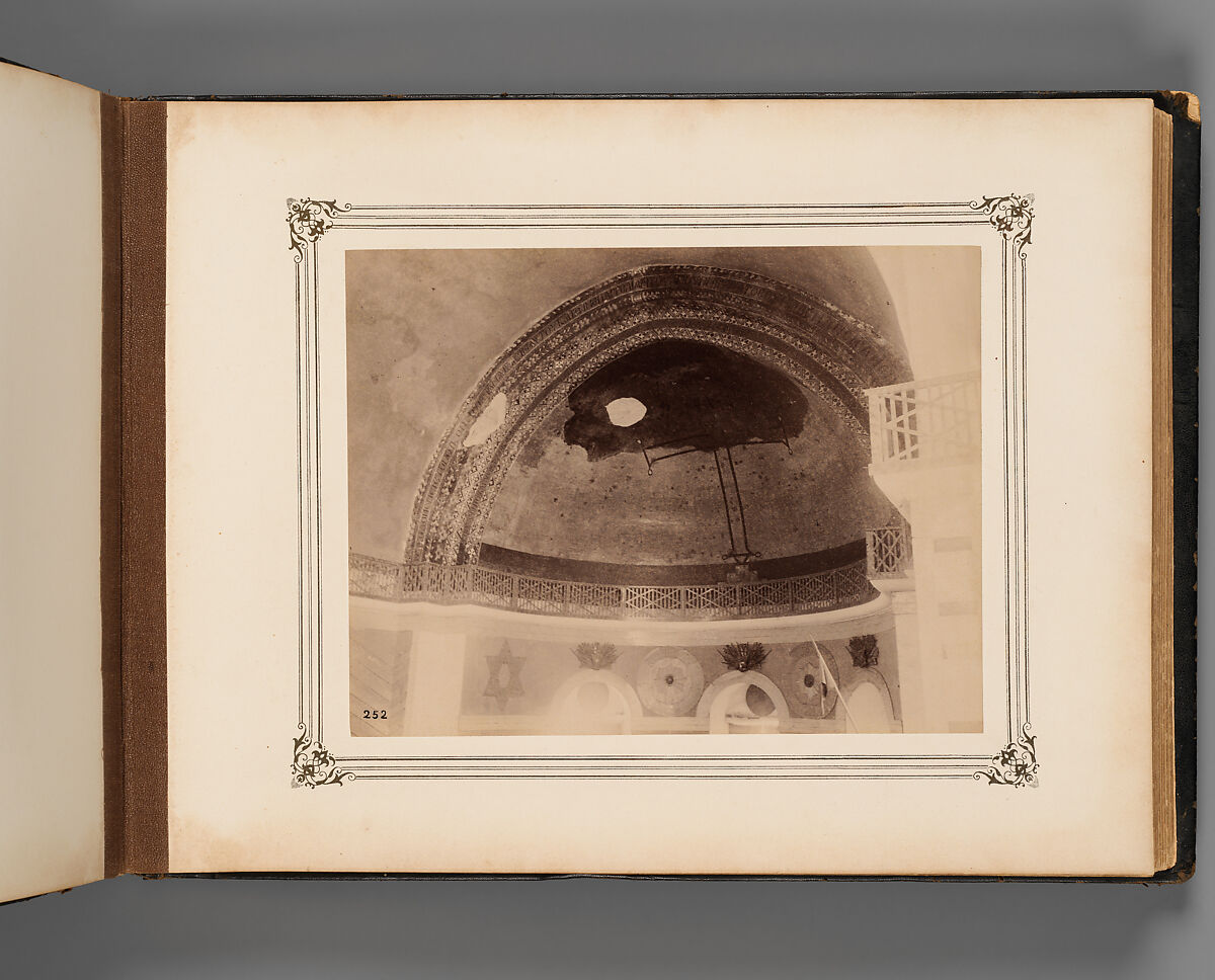 Album of Photographs of Views of the Interior of the Ottoman Military Museum in the Former Church of St. Irene, Constantinople (Vues de Sainte Irène, Constantinople), Abdullah Frères (Ottoman, 1858–1899), Albumen prints, paper, leather, textile, gold, Turkish