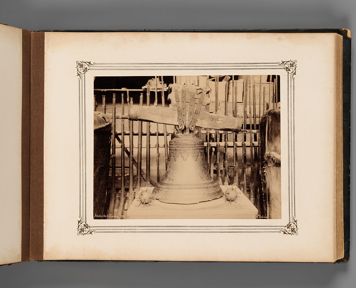 Album of Photographs of Views of the Interior of the Ottoman Military Museum in the Former Church of St. Irene, Constantinople (Vues de Sainte Irène, Constantinople), Abdullah Frères (Ottoman, 1858–1899), Albumen prints, paper, leather, textile, gold, Turkish