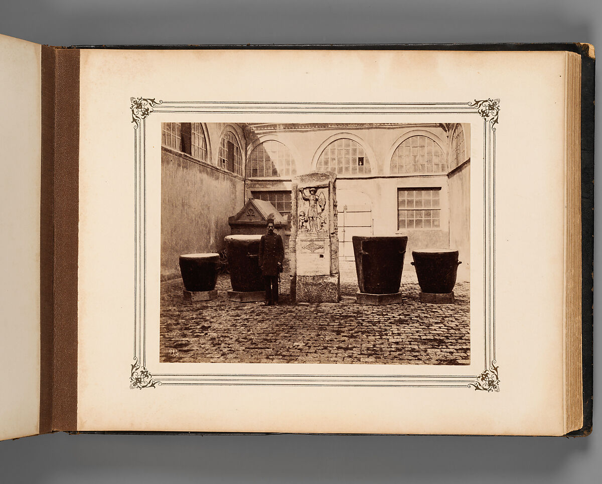 Album of Photographs of Views of the Interior of the Ottoman Military Museum in the Former Church of St. Irene, Constantinople (Vues de Sainte Irène, Constantinople), Abdullah Frères (Ottoman, 1858–1899), Albumen prints, paper, leather, textile, gold, Turkish