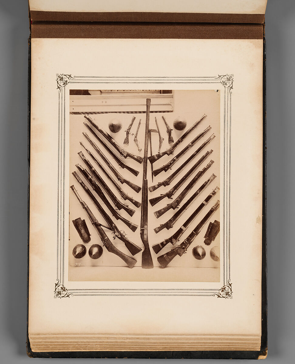 Album of Photographs of Views of the Interior of the Ottoman Military Museum in the Former Church of St. Irene, Constantinople (Vues de Sainte Irène, Constantinople), Abdullah Frères (Ottoman, 1858–1899), Albumen prints, paper, leather, textile, gold, Turkish